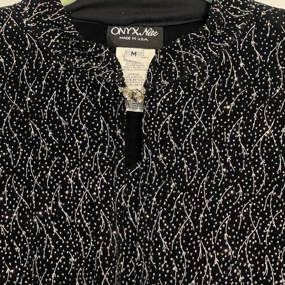 ONYX Nite Open Front Cardigan and Shell Black with Silver Sparkle Size Medium - Picture 7 of 7